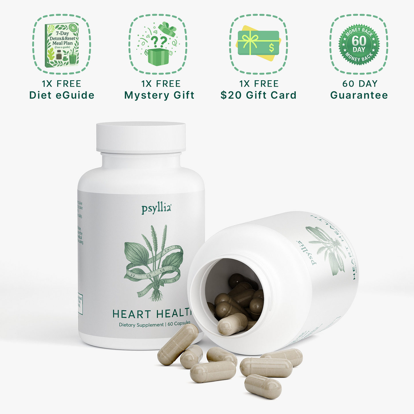 Psyllia® Heart Health™ | Psyllium Husk Capsules for Cholesterol