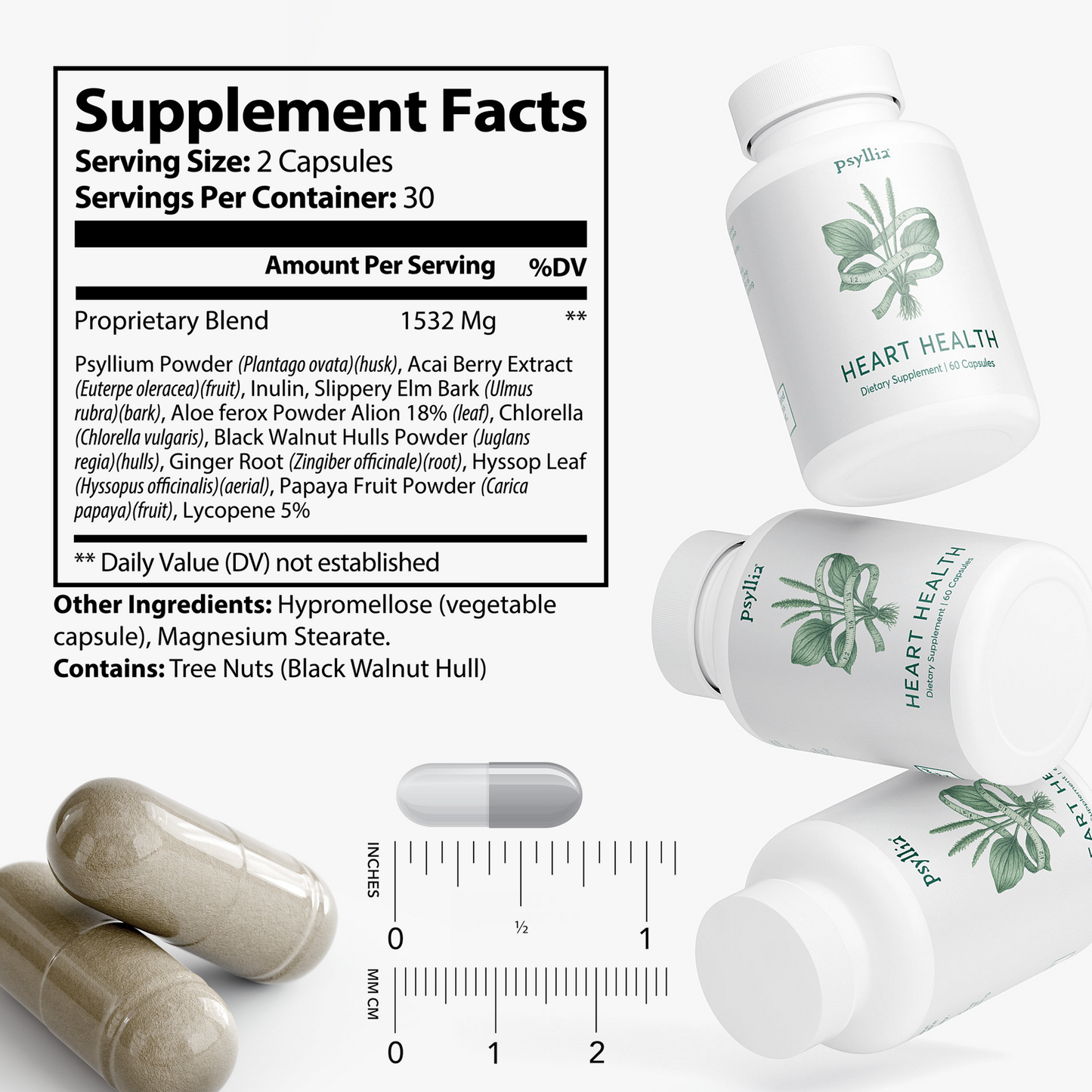 Psyllia® Heart Health™ | Psyllium Husk Capsules for Cholesterol